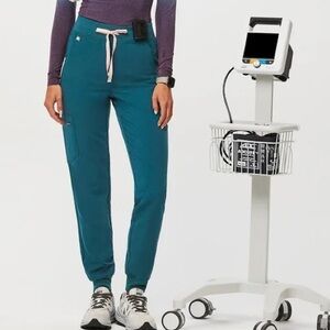 2 PAIRS!! Figs Caribbean blue High Waisted Zamora jogger scrub pants